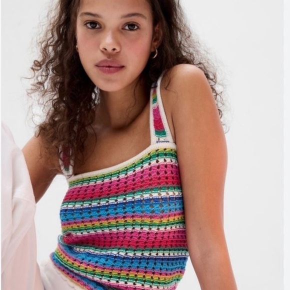 NWOT! Gap Striped Crochet Tank Top - Picture 5 of 6